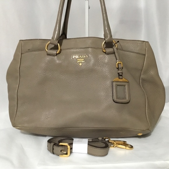 Authentic PRADA Pebbled Leather Tote Bag with Strap - Picture 1 of 16